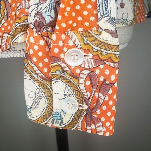 60s retro funky print blouse - Picture 8 of 11